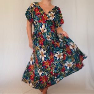 Vintage tropical print dress